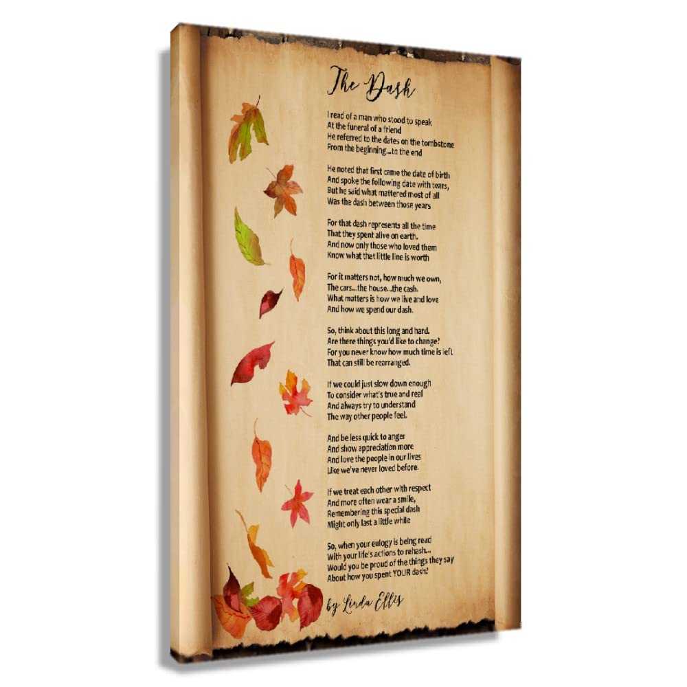 The Dash Poem Wall Art - Vintage Framed Canvas Print, Contemporary Oil Painting Decor for Home, Bedroom, Kitchen, Hallway - Inspirational Gift (24x36 inches, 60x90cm) | Perfect for Office Motivation & Living Room Aesthetic