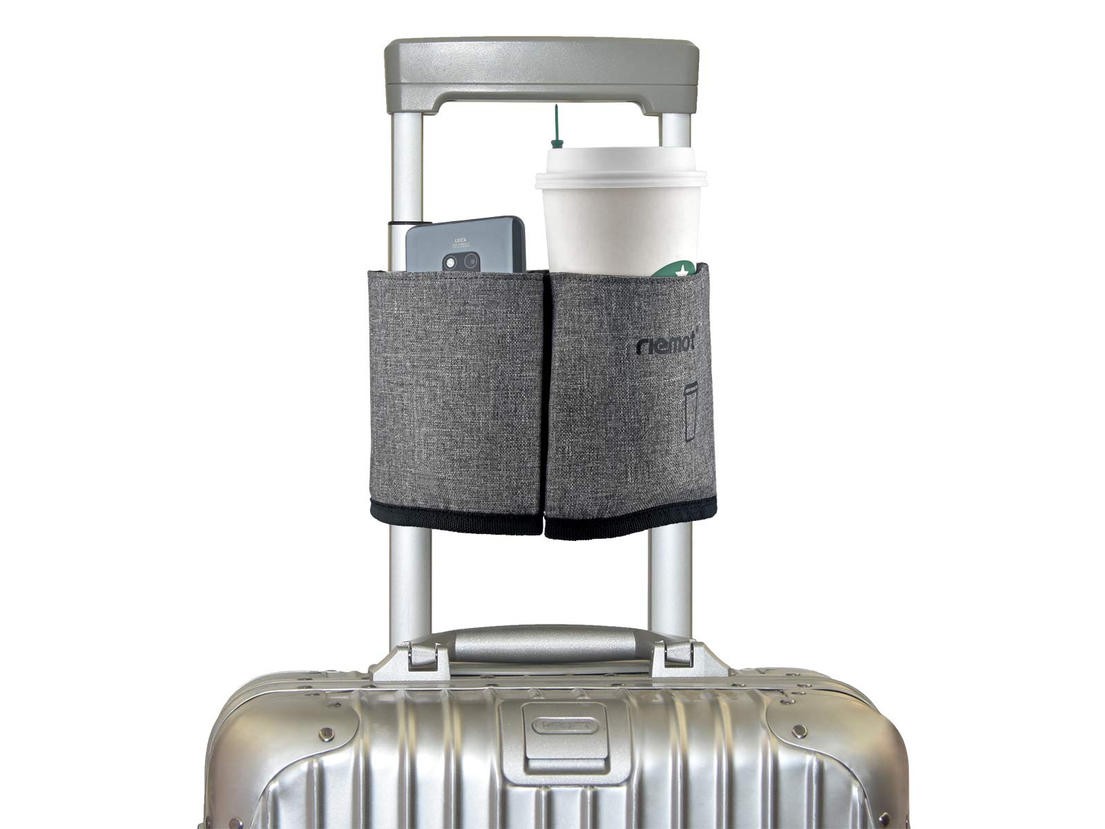 Riemot Travel Cup Holder for Suitcase - Hands-Free Drink Carrier with 2 Coffee Mug Slots - Fits Roll-On Luggage Handles - Perfect Gift for Flight Attendants & Travelers - Ideal for Airports, Commuting, and Road Trips
