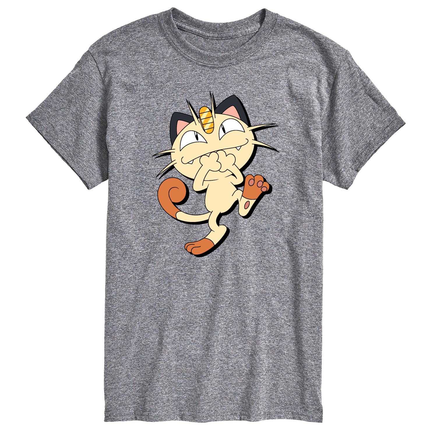 HYBRID APPAREL Men's Pokémon Meowth Shadow Graphic T-Shirt - Short Sleeve Cotton Tee for Casual Wear, Gaming Events & Anime Conventions