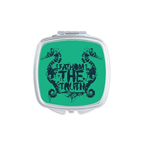 DIYthinker Green Hippocampus Marine Life Pattern Mirror - Portable Compact Pocket Makeup Mirror with Double Sided Glass for Travel, Home, and Office Use