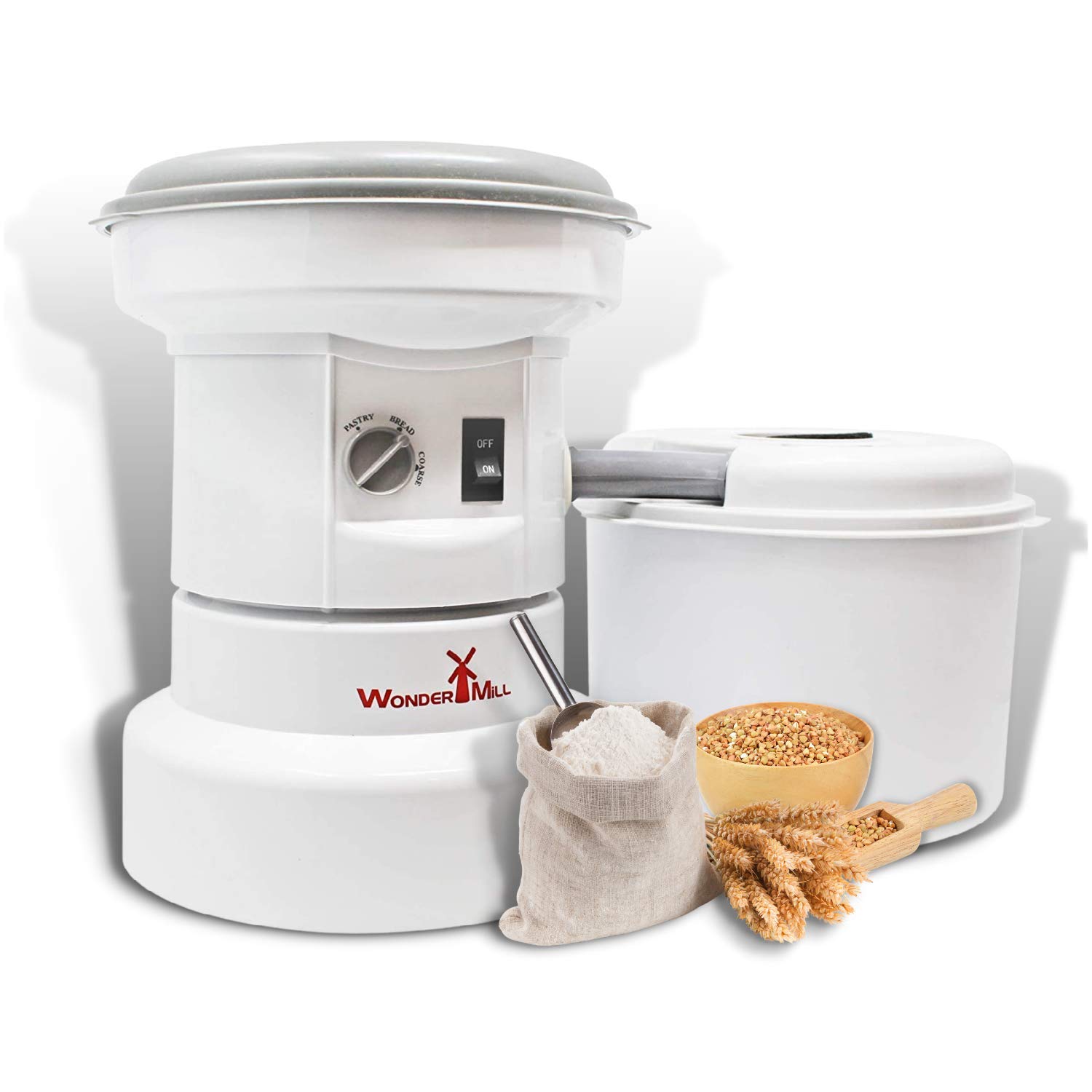 Wondermill Electric Grain Mill Grinder - High Speed Flour Mill for Healthy Gluten-Free, Organic & Whole Grain Flours - Perfect for Home Baking, Bread Making & Healthy Cooking