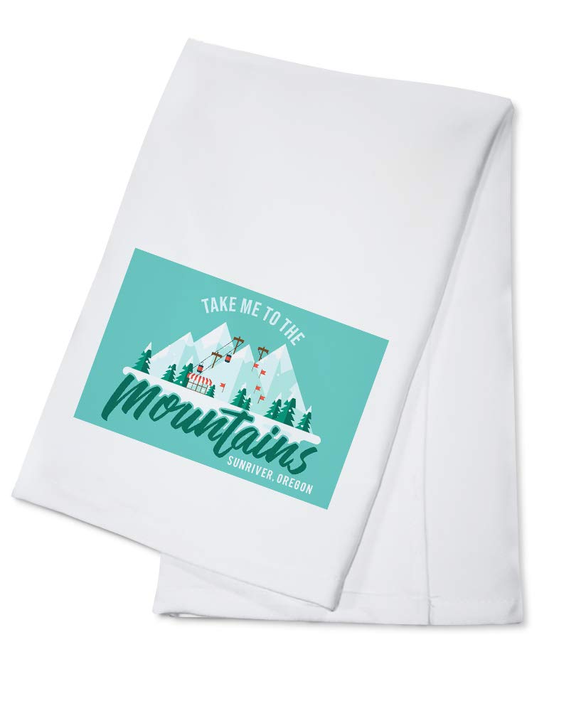 Sunriver Oregon Ski Lift 100% Cotton Tea Towel - Decorative Hand Towel for Kitchen & Home - Perfect for Ski Lodge Decor, Cabin Gift & Farmhouse Style