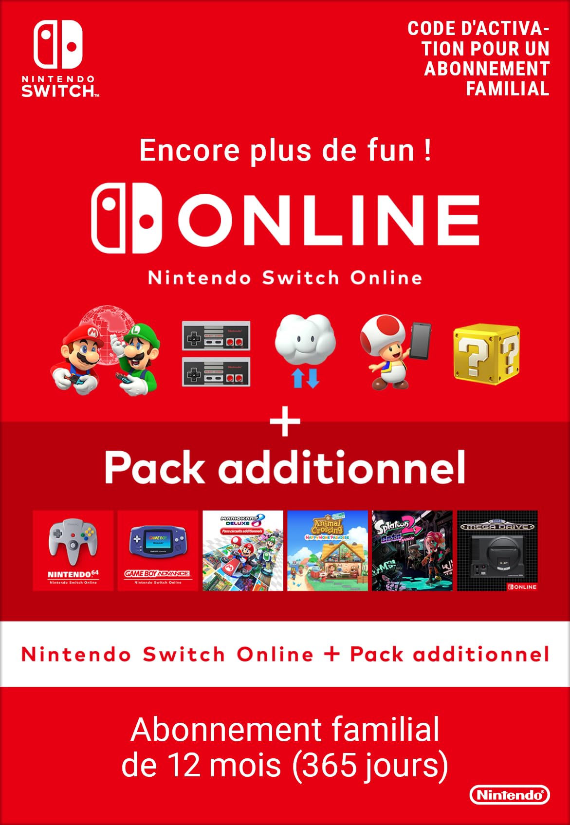 Nintendo Switch Online Family Membership + Expansion Pack - Digital Download Code | Play Online Multiplayer Games & Access Classic Titles - Perfect for Family Gaming Nights & Group Play