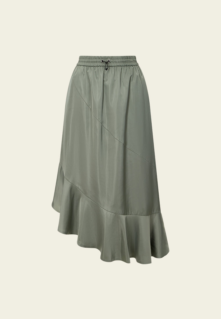 Stylish Drawstring Waist Exposed Seam Asymmetric Hem Skirt - Perfect for Casual Outings, Parties, and Everyday Wear