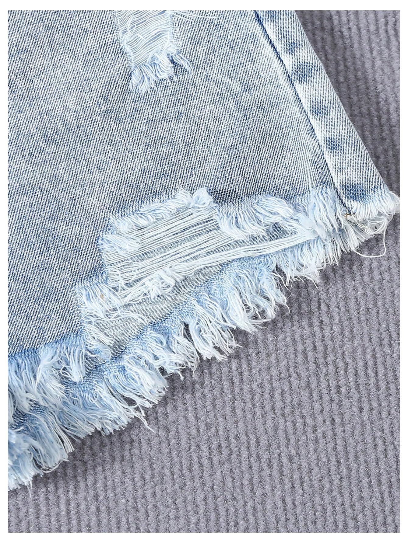 Floerns Girls Distressed Raw Hem Denim Shorts - Elastic Waist Straight Leg Jean Shorts for Teens | Casual Summer Outfits, Beach Wear & Everyday Fashion