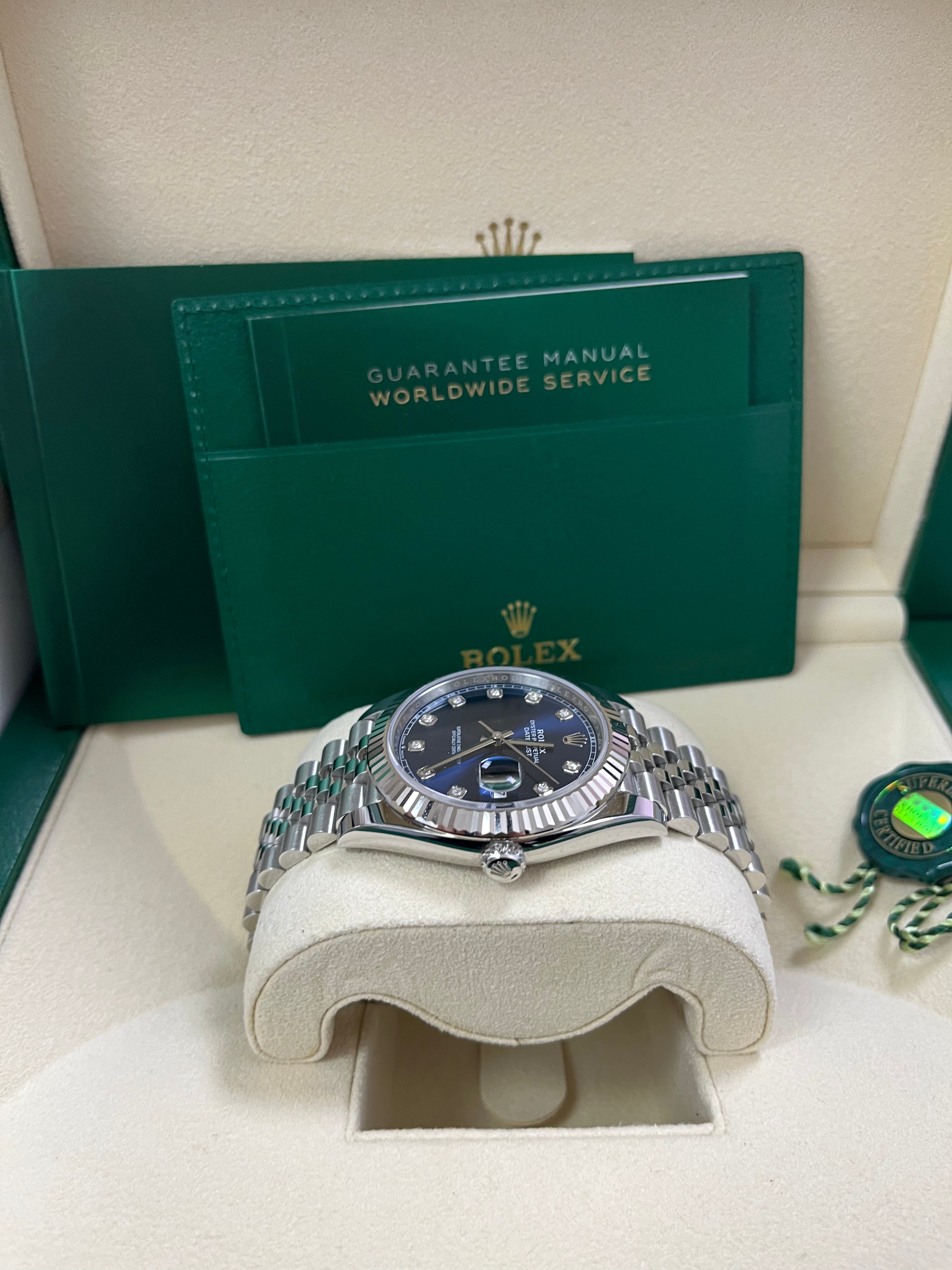 Rolex Datejust 41 Men's Watch - Fluted Bezel, Blue Diamond Dial, Jubilee Bracelet (Ref.126334) | Luxury Automatic Watch for Business, Gifts & Special Occasions