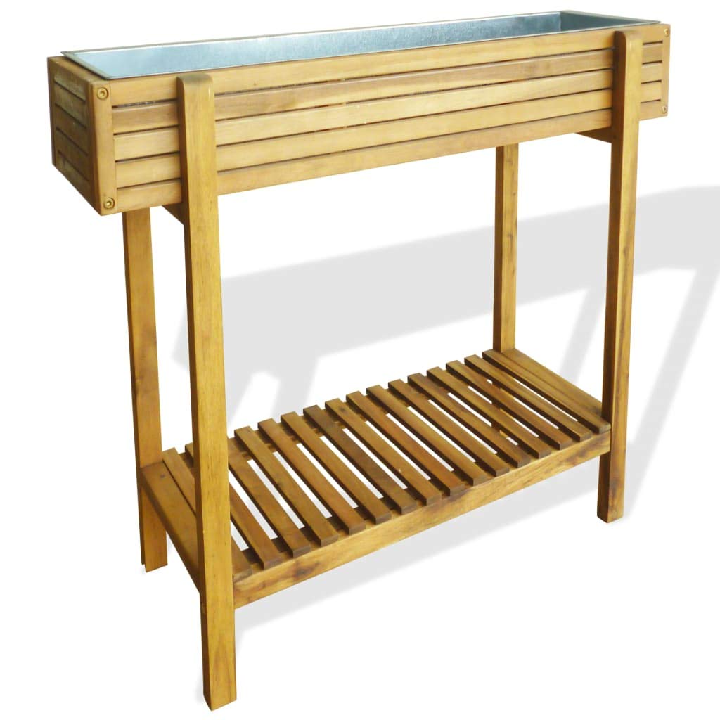 Premium SKM Raised Garden Bed - Solid Acacia Wood with Zinc Coating | Elevated Planter Box for Vegetables, Herbs & Flowers | Perfect for Backyard, Patio & Urban Gardening