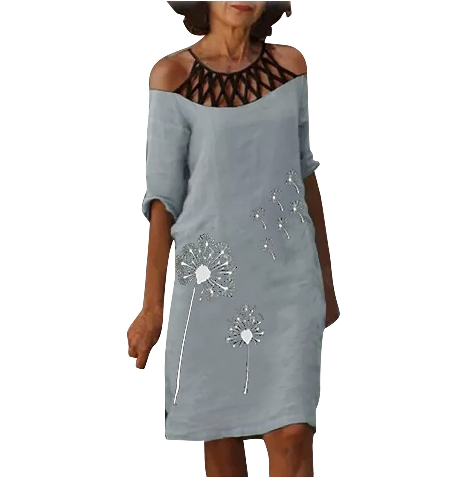 Women's Casual Beach Dress - Floral Printed Short Sleeve V-Neck Loose Tunic Sundress for Summer | Perfect for Vacations, Pool Parties & Outdoor Adventures