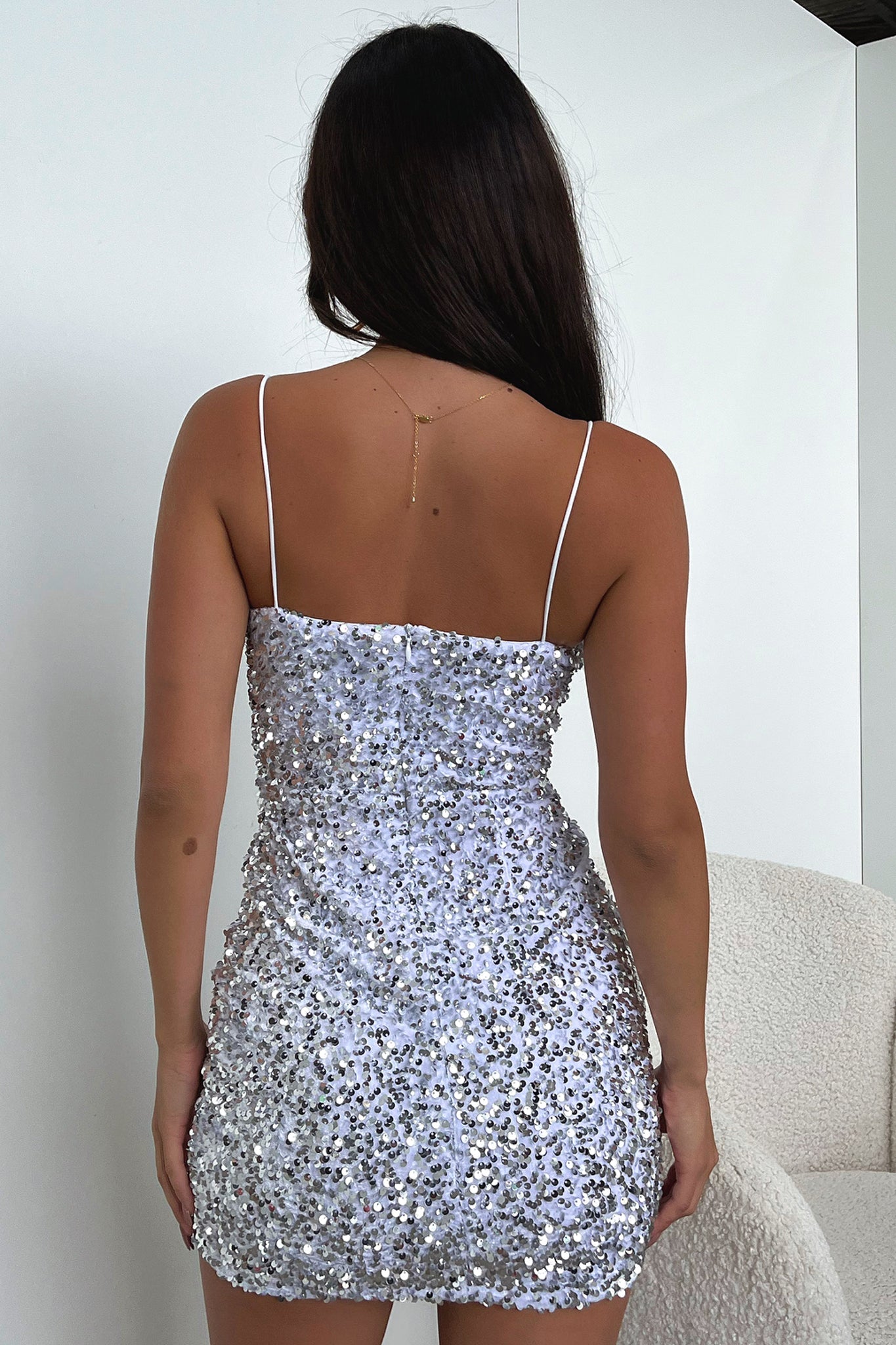 Miranda Sequin Dress for Women - Elegant Silver Party Gown for Evening Events, Prom, Cocktail Parties & Special Occasions