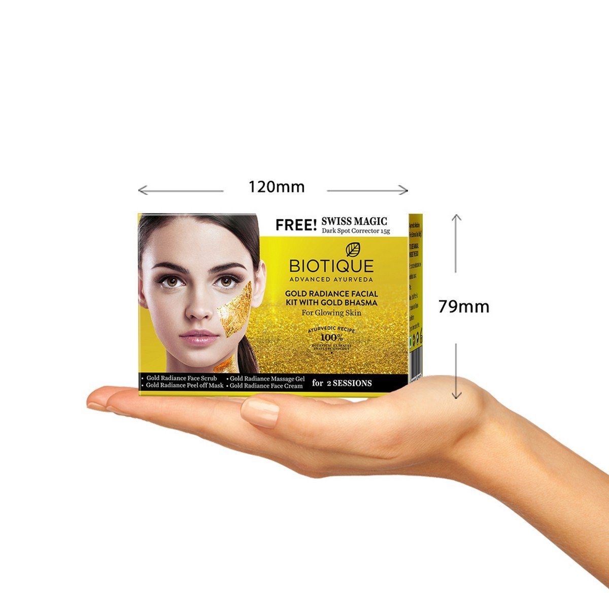 Biotique Bio Gold Radiance Facial Kit with Gold Bhasma - 75g Luxury Skincare for Glowing Skin | Perfect for Bridal Prep & Special Occasions