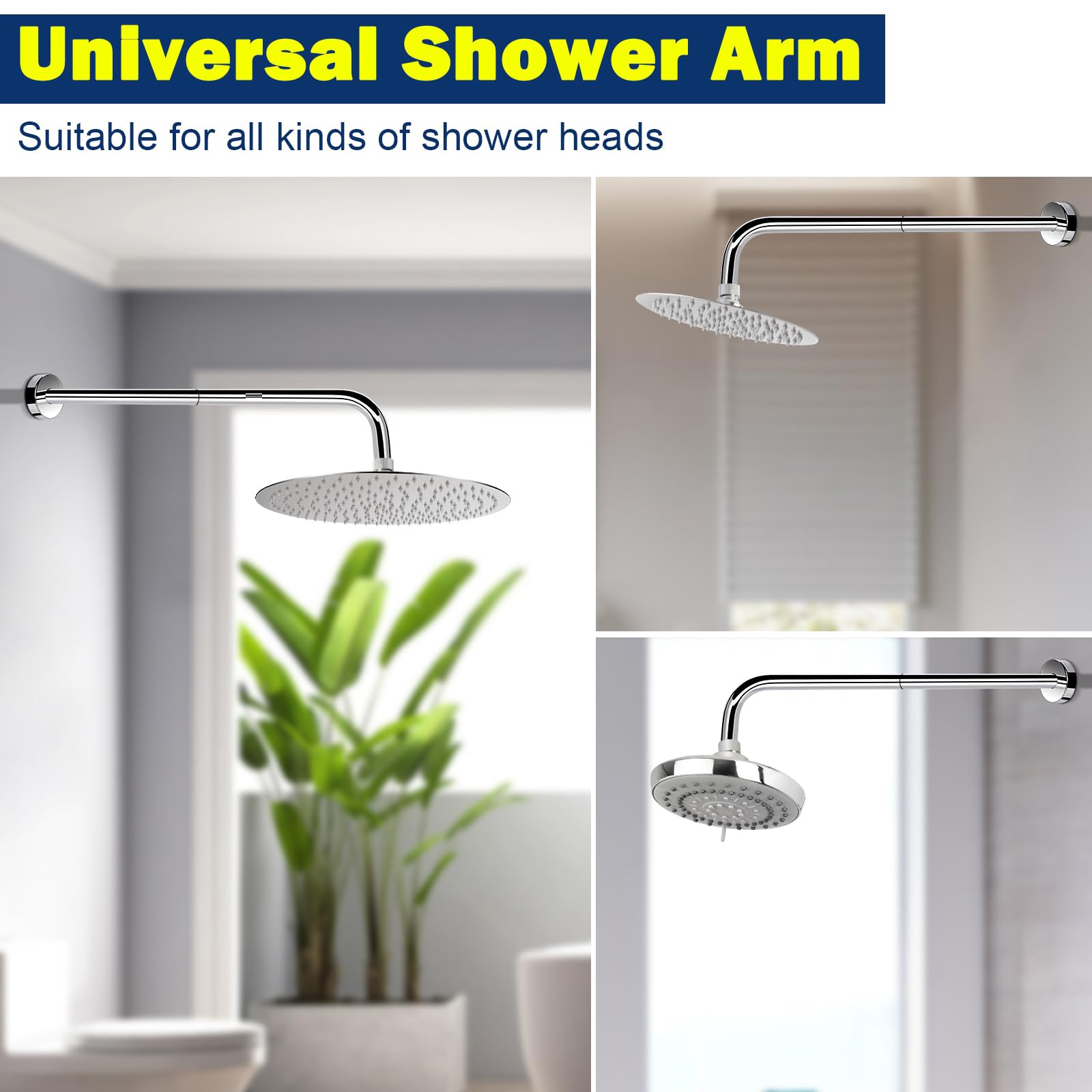 NearMoon 20 Inch Stainless Steel Shower Arm with Flange - Wall-Mounted Chrome Shower Head Extension for Bathroom & Spa - Perfect for Home, Hotel, and Gym Installations