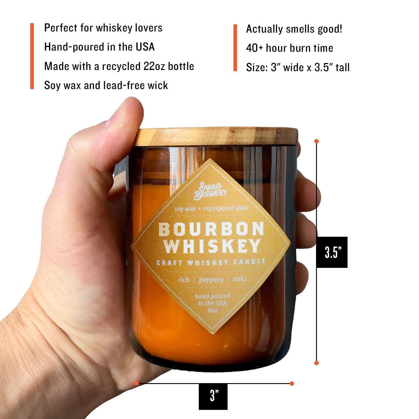 Premium Bourbon Whiskey Scented Candle & Soap Set - Handcrafted in USA - Home Decor, Relaxation Gift for Men & Women - Perfect for Romantic Dinners, Spa Nights & Cozy Evenings