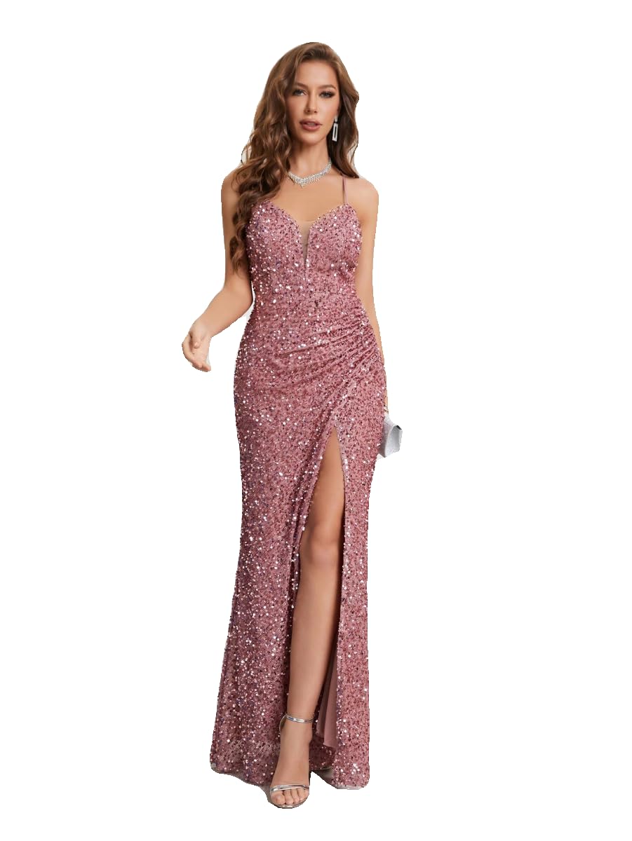 Sequin Prom Dress for Women - Sexy V-Neck Bodycon Evening Gown for Party & Night Out