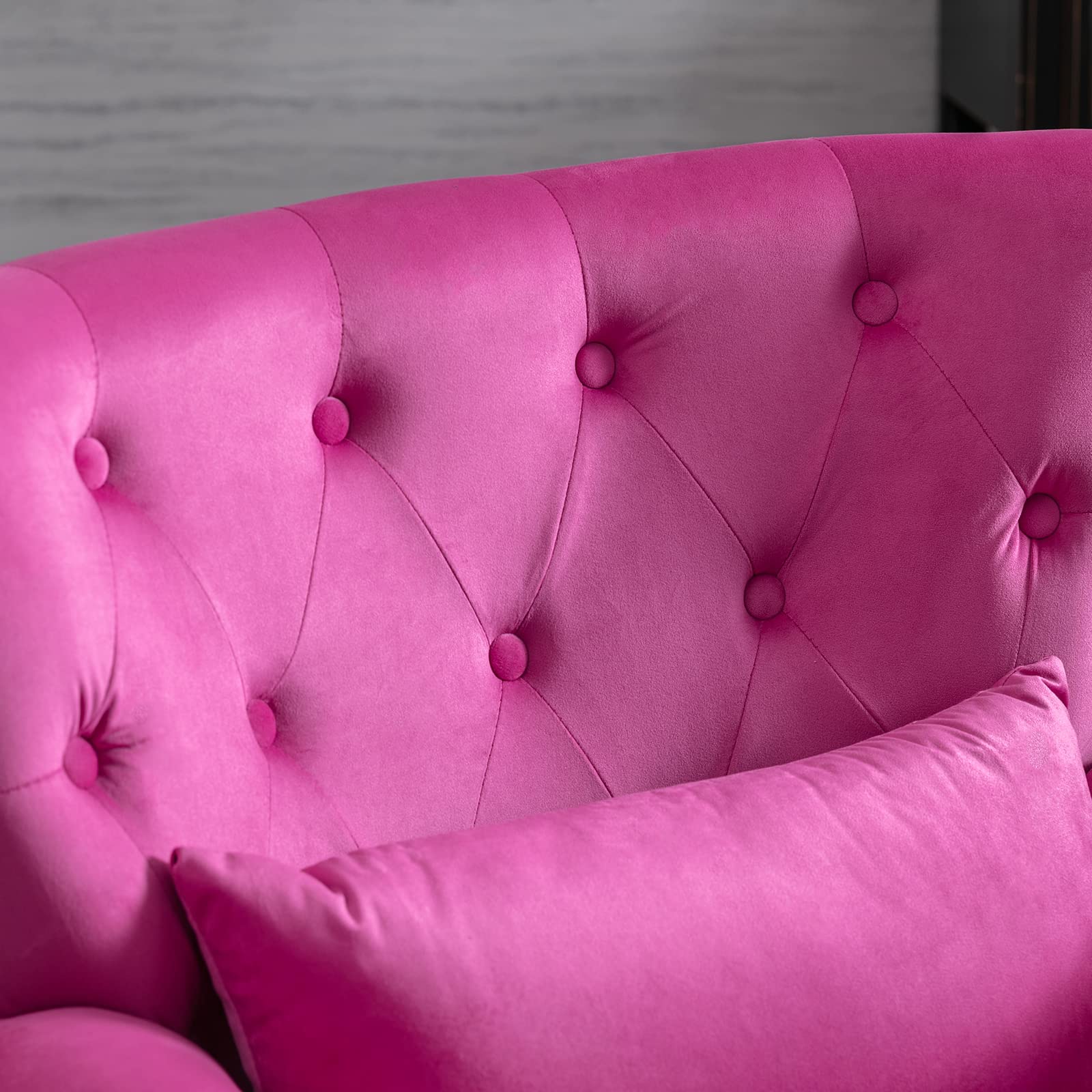 Mid-Century Modern Accent Reading Arm Chairs Set of 2 - Velvet Rose Wingback Club Chairs with Button Tufted Back & Lumbar Pillow | Living Room, Bedroom, Study & Waiting Room Furniture | Comfy Corner Sofa Chairs for Relaxing & Reading