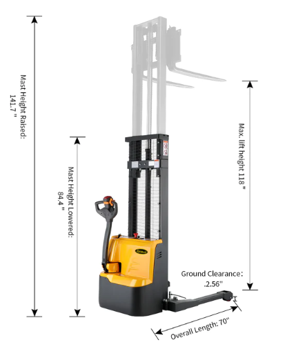 Apollolift A 3023 Electric Walkie Stacker - 3300 lbs Capacity, 118