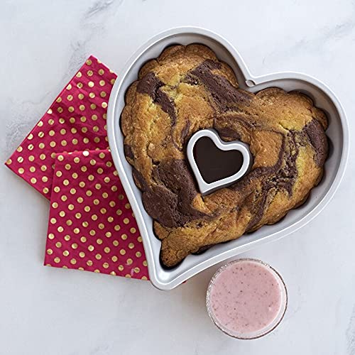 Nordic Ware Elegant Heart Bundt Pan - 6-Cup Nonstick Baking Pan for Cakes, Bread & Desserts - Perfect for Valentine's Day, Anniversaries & Romantic Baking Gifts