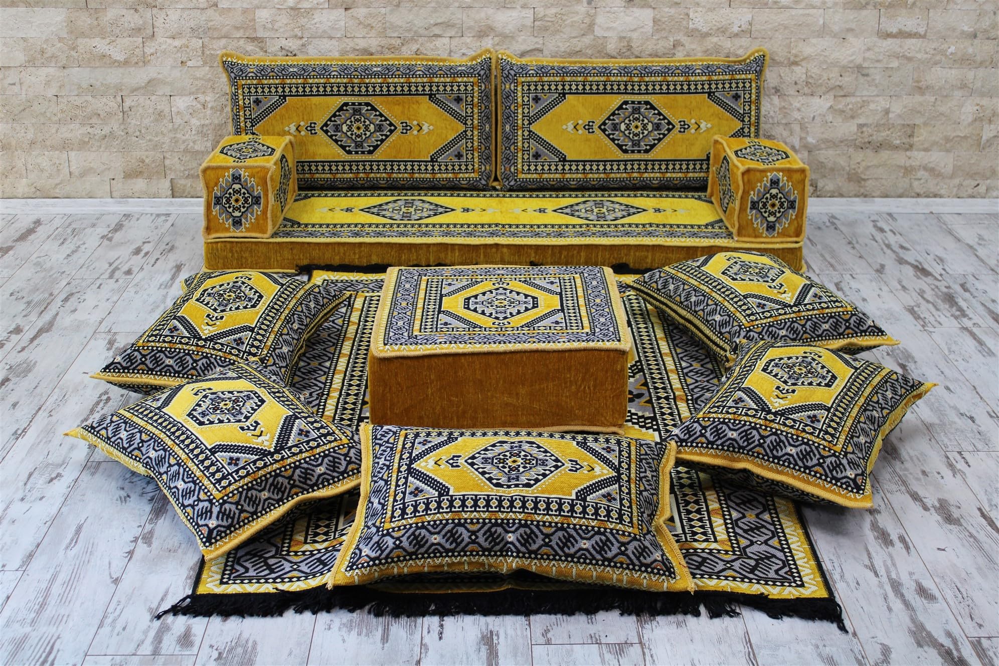 Arabic Style Majlis Floor Seating Sofa - Traditional Arabian Mattress Loveseat for Living Room Decor | Moroccan Diwan & Jalsa Bench Cushions | Perfect for Ramadan Gatherings, Oriental Sitting & Outdoor Patio Furniture