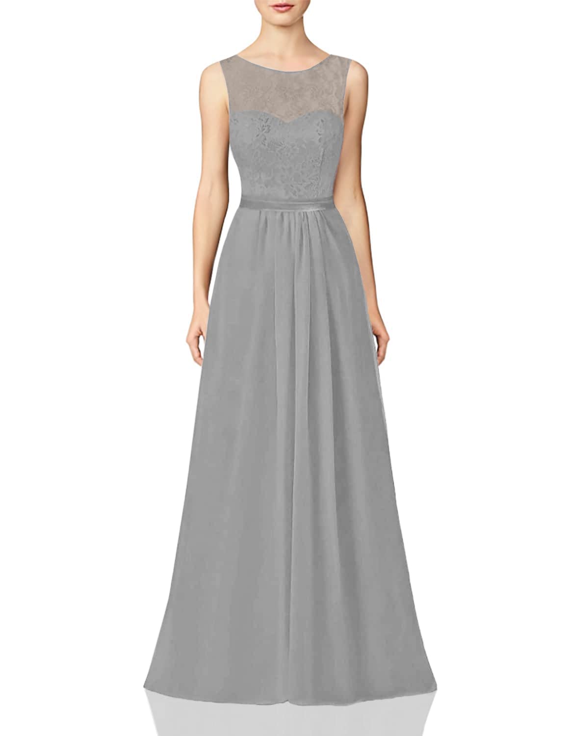 Elegant Long Lace Bridesmaid Dresses for Prom & Formal Evening Events - A-Line Chiffon Gowns for Weddings & Special Occasions