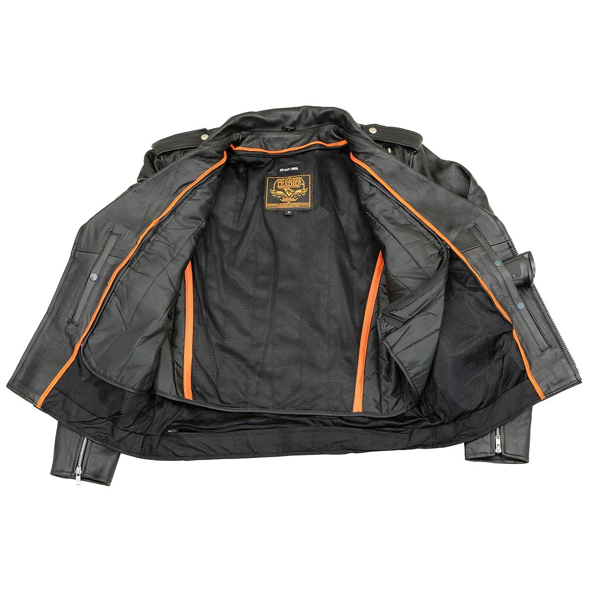 Milwaukee Leather Men's 'Wild One' LKM1775 Black Leather Vented Motorcycle Jacket with Adjustable Side Laces - Perfect for Riding, Outdoor Adventures & Casual Wear