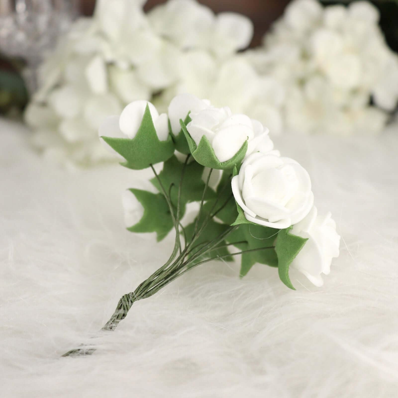 48 White Artificial Foam Roses with Stems - 4