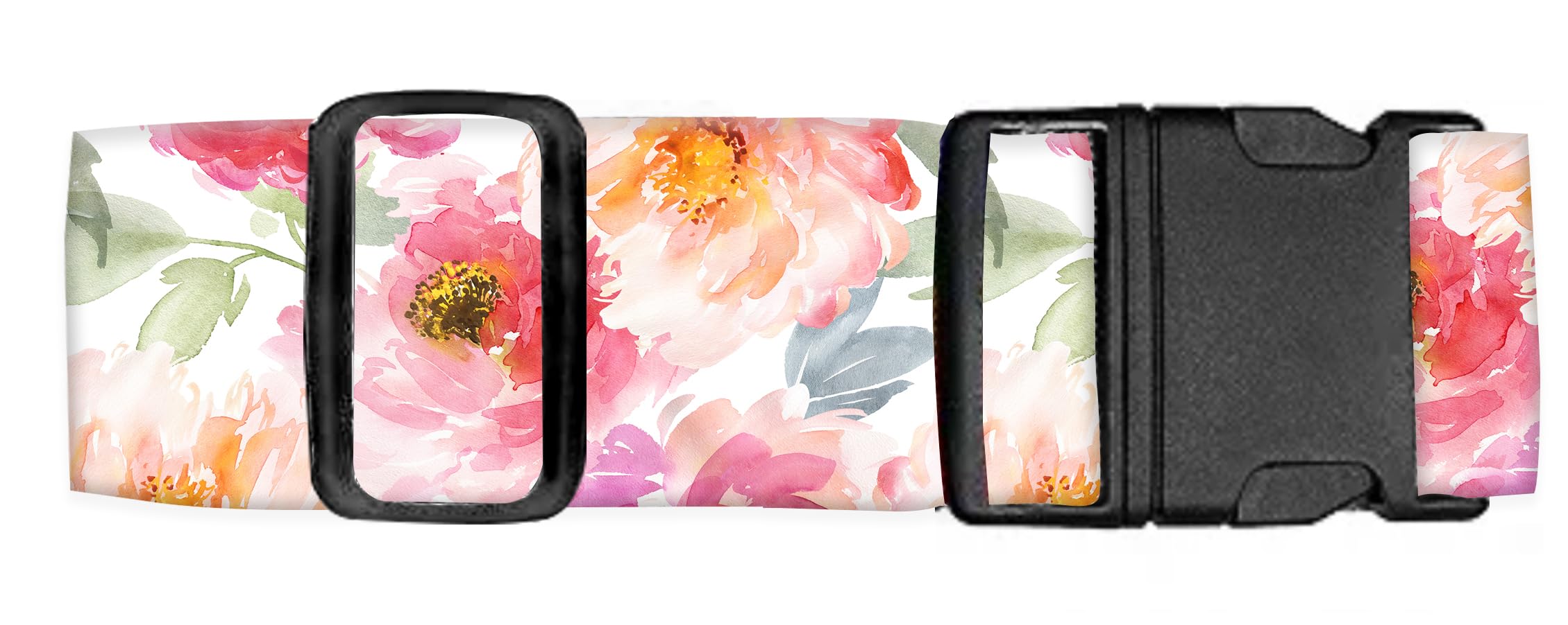 Adjustable Heavy Duty Luggage Straps for Suitcases - Quick-Release Buckle Travel Belt Accessories with Watercolor Red Flowers Design - Perfect for Air Travel, Vacation & Business Trips