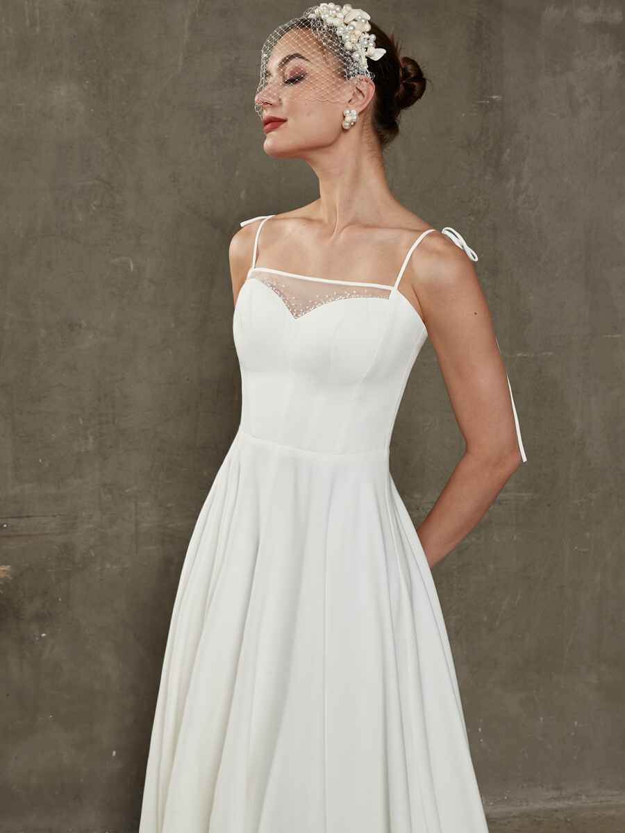 Elegant Diamond White Sheer Sweetheart Neckline Floor Length Wedding Gown for Brides - Perfect for Church Ceremonies, Beach Weddings & Formal Receptions