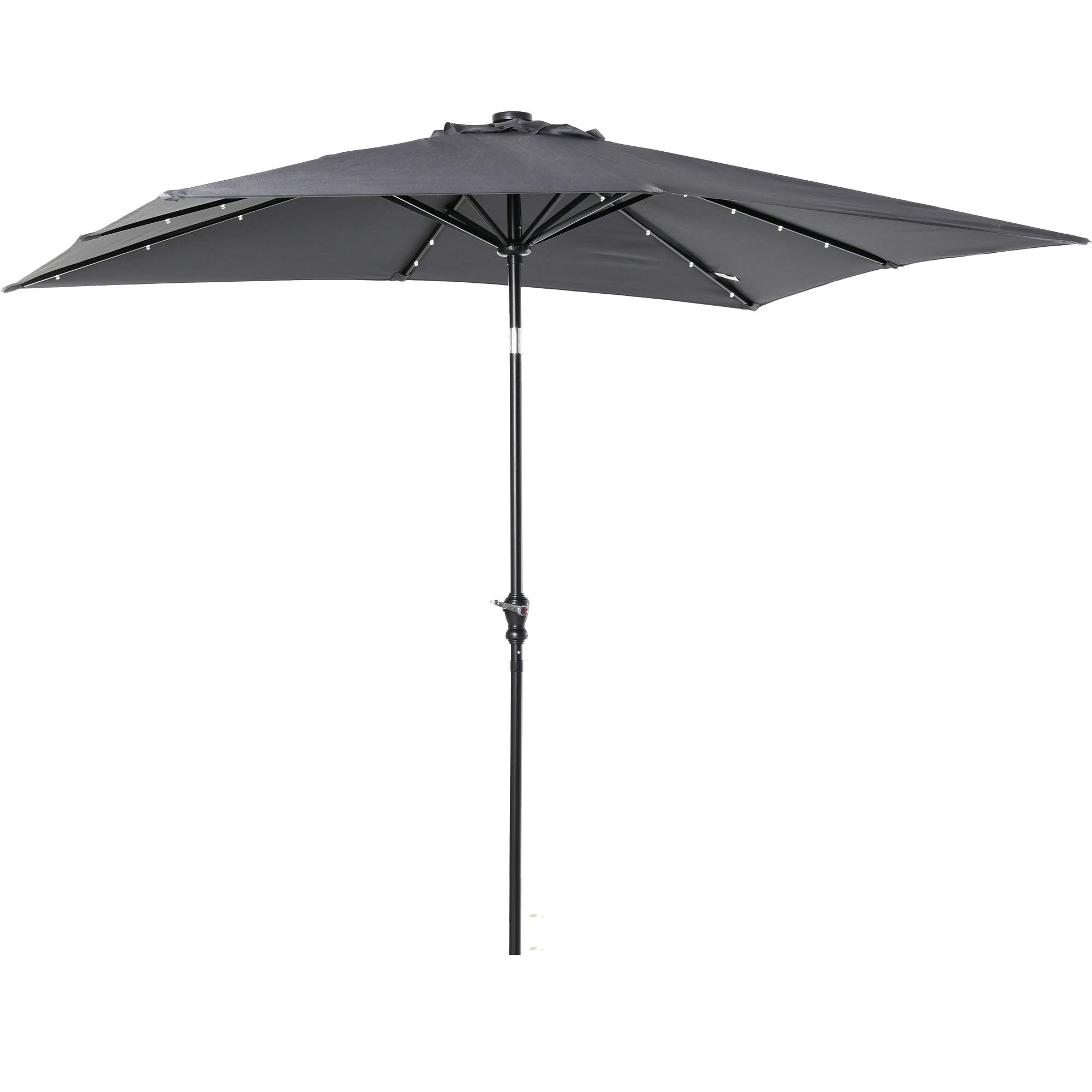 Outsunny 9' x 7' Solar LED Patio Umbrella with Tilt & Crank - Waterproof Outdoor Market Umbrella for Garden, Deck, Backyard, Pool, Beach - Perfect for Dining, Lounging, and Outdoor Entertaining