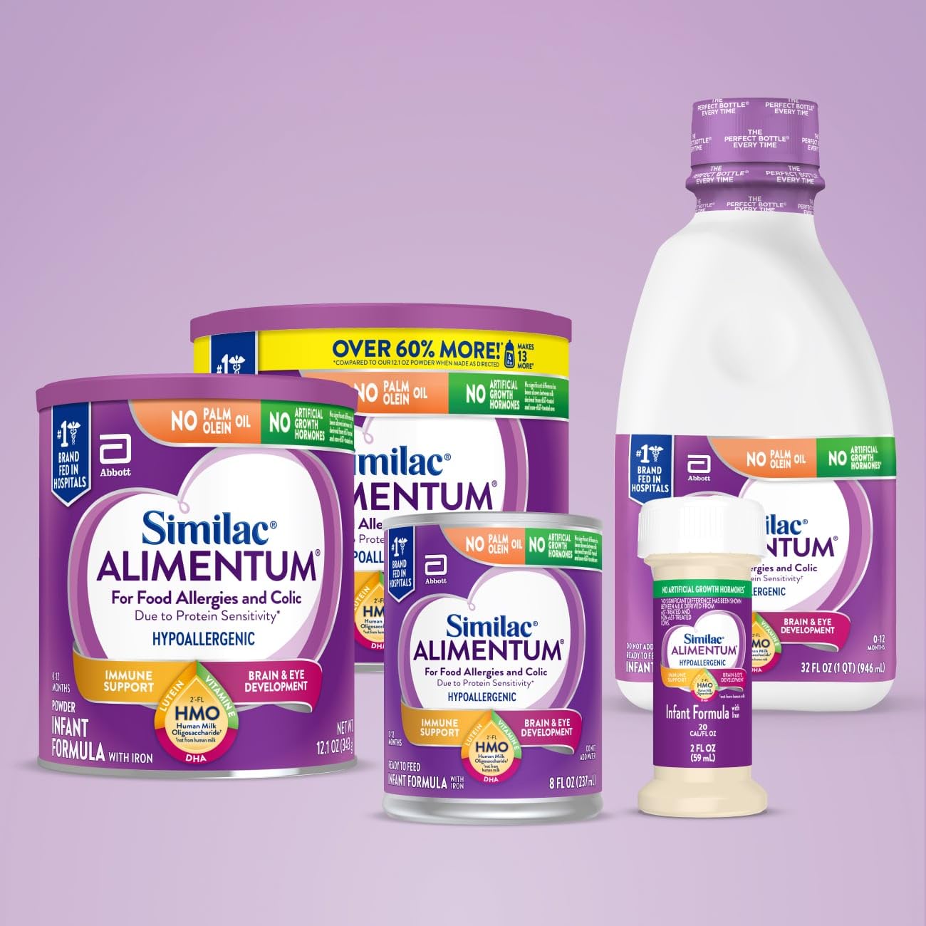 Similac Alimentum Hypoallergenic Infant Formula with 2'-FL HMO for Food Allergies & Colic Relief - Ready-to-Feed Baby Formula, 8 fl oz Bottles (Pack of 24) - Gentle Nutrition for Sensitive Babies with Protein Sensitivity | Ideal for Newborns, Infants with Digestive Issues