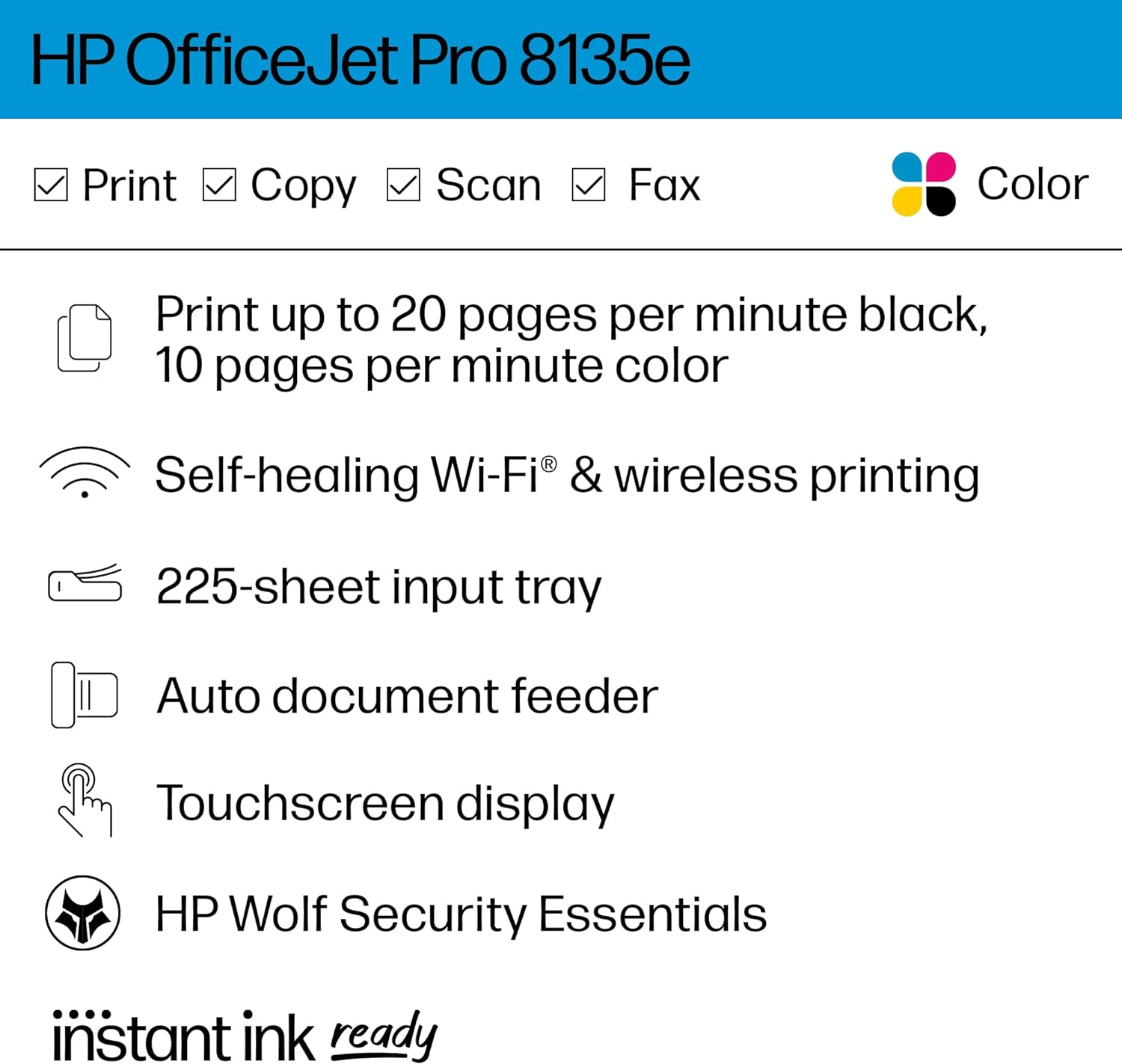 HP OfficeJet Pro 8135e All-in-One Wireless Printer with Scanner, Copier & Fax | Fast Printing for Home & Office | Ideal for Documents, Photos & Business Use