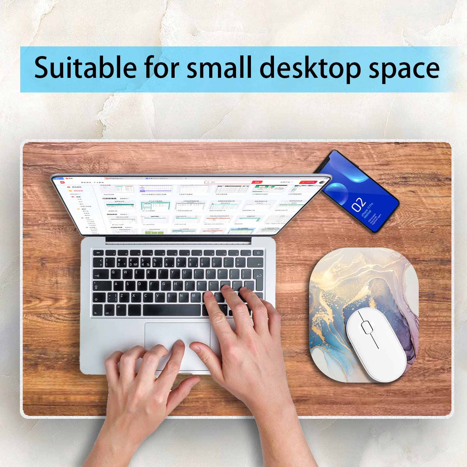 Small Mouse Pad 6x7 Inch - Mini Non-Slip Rubber Base Mouse Mat for Laptop, Wireless Mouse, Home Office & Travel - Waterproof & Durable Desk Accessory - Perfect for Work, Gaming & Study (Marble Design)