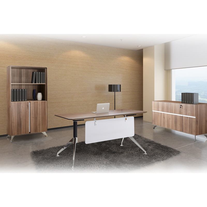 300 Series 2 Shelf Solid Wood Bookcase with Enclosed Storage Cabinet - Perfect for Living Room, Office, or Library Organization