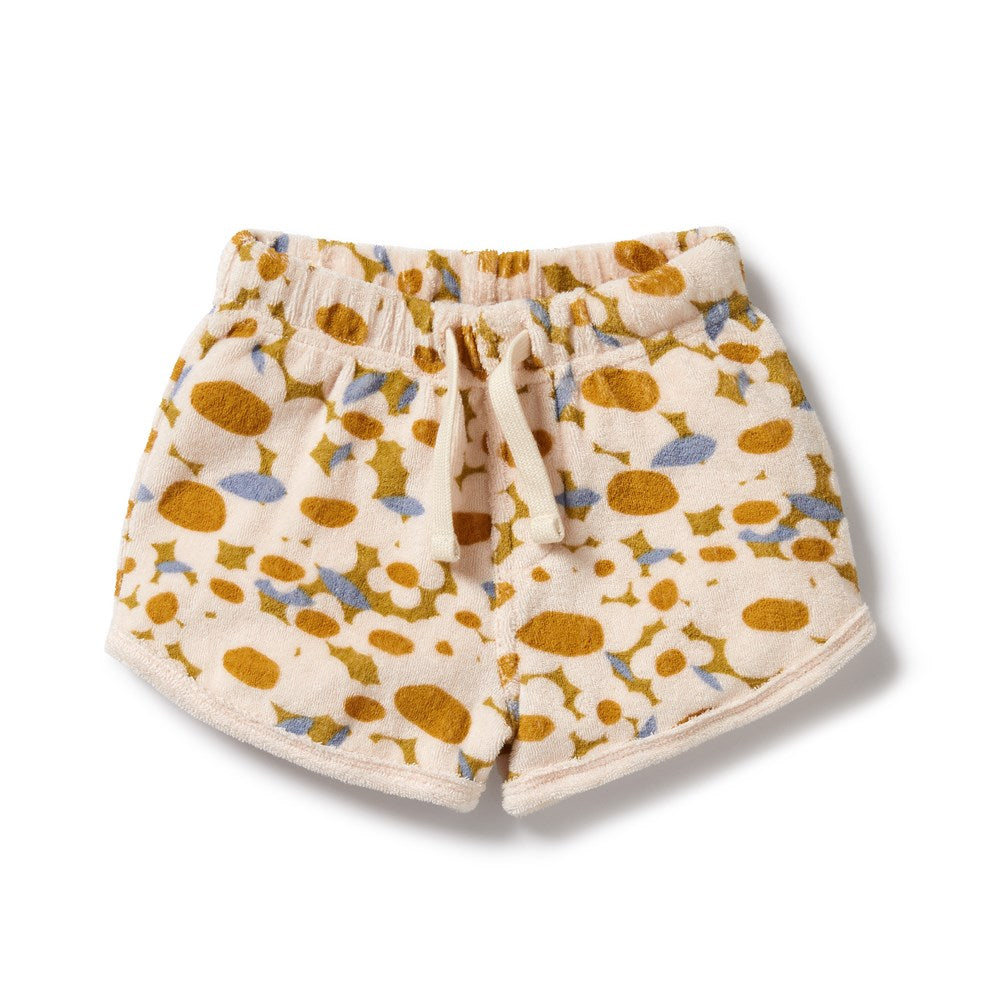 Flower Burst Organic Cotton Terry Shorts for Women - Soft Breathable Lounge Shorts for Yoga, Sleep & Summer Comfort