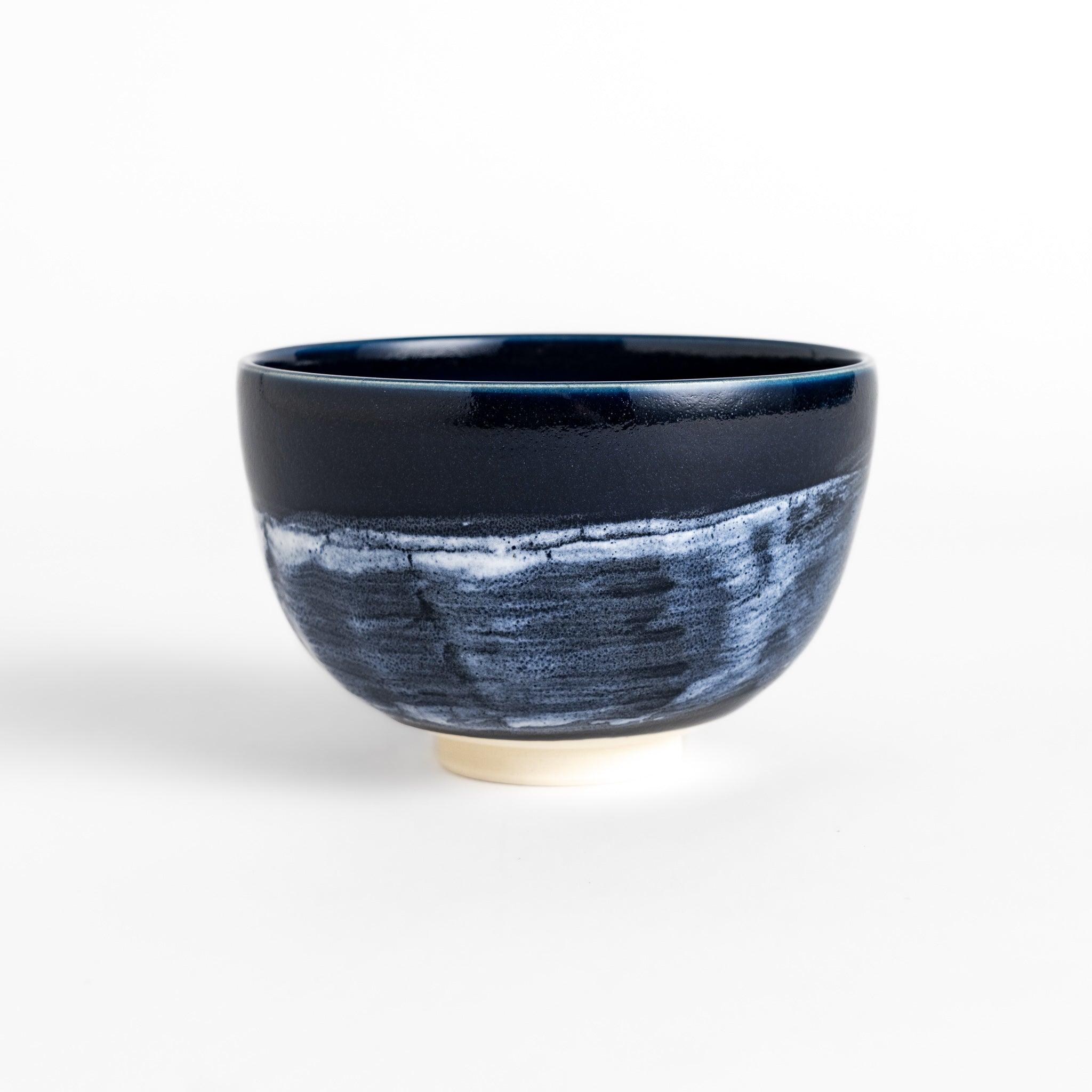 Premium Matcha Bowl Set - Handcrafted Indigo Glazed Ceramic Tea Bowl for Japanese Tea Ceremony - Perfect for Whisking Matcha, Chai, and Latte at Home or Cafe
