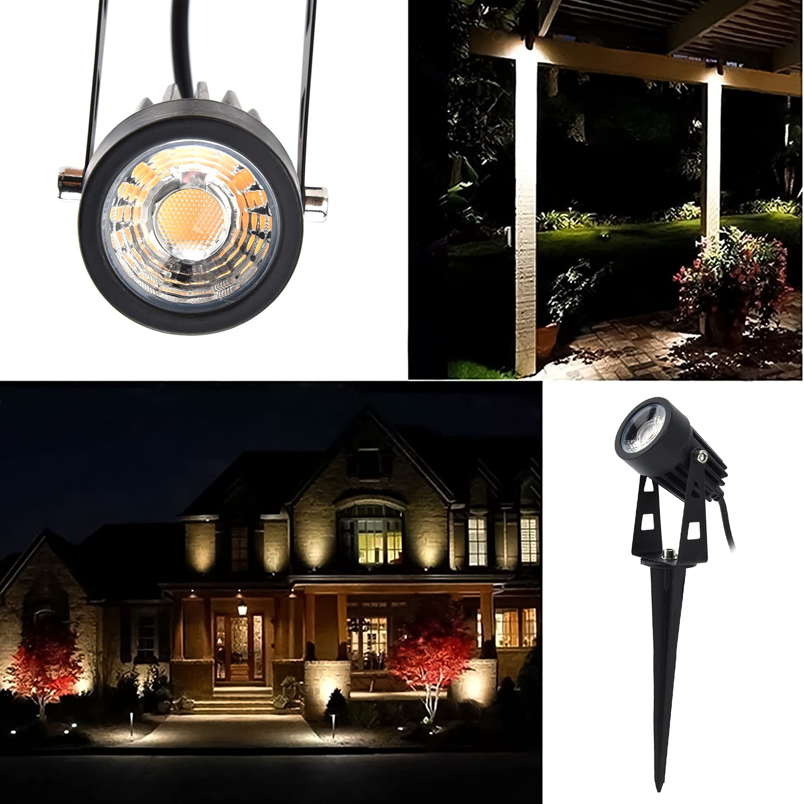 Hilitand 8Pcs LED Garden Lawn Lamp Warm White Outdoor Landscape Lighting for Courtyard, Villa Pathway - IP65 Waterproof, 110V US Plug - Perfect for Backyard, Garden, Walkway & Driveway Decoration