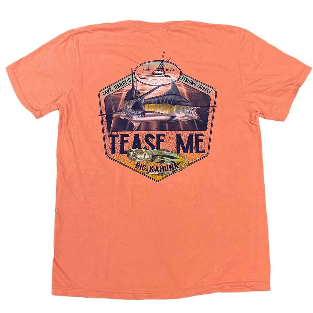 Tease Me Marlin Short Sleeve Terracotta T-Shirt for Men - Casual Summer Wear & Outdoor Activities