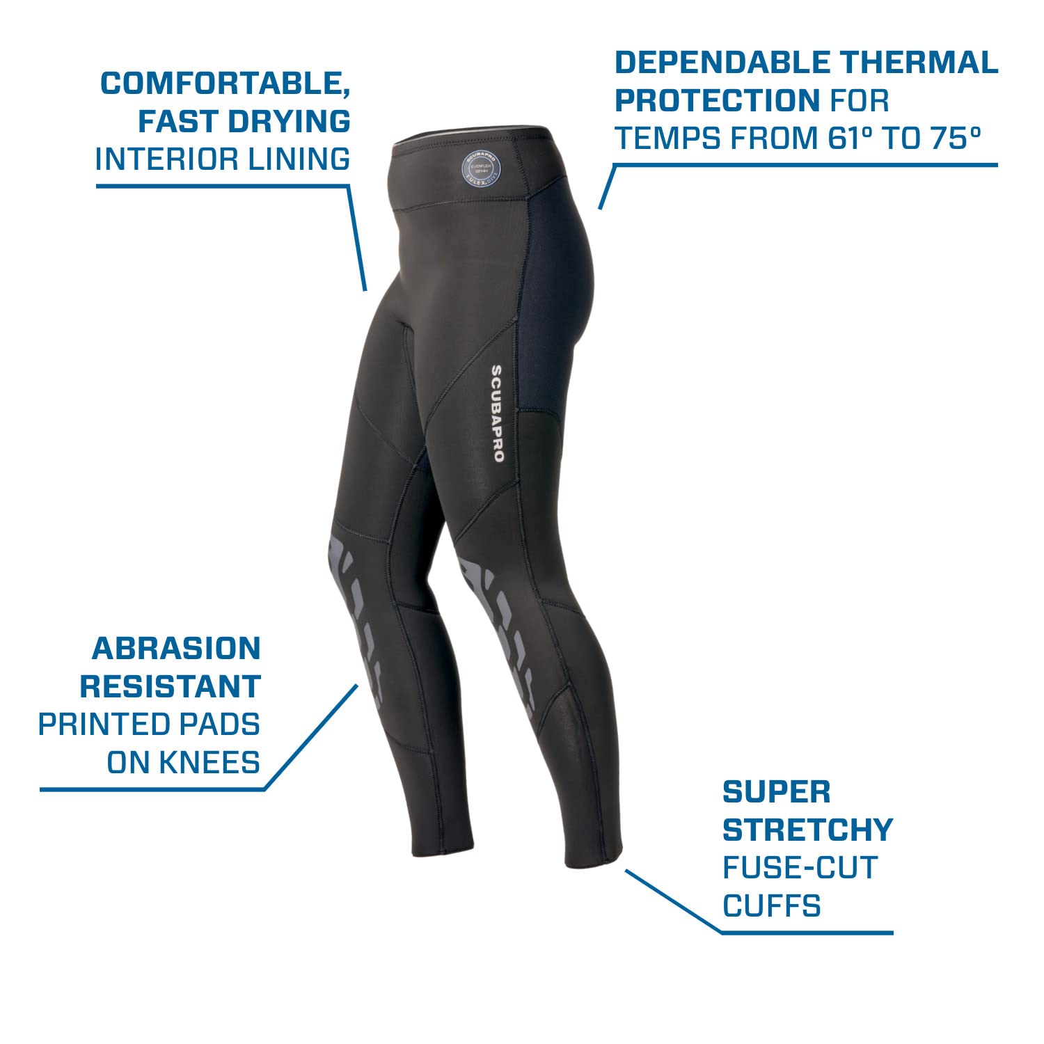 SCUBAPRO Everflex Yulex 3mm Women's Dive Pants - Comfortable & Flexible Wetsuit Pants for Scuba Diving, Snorkeling & Water Sports
