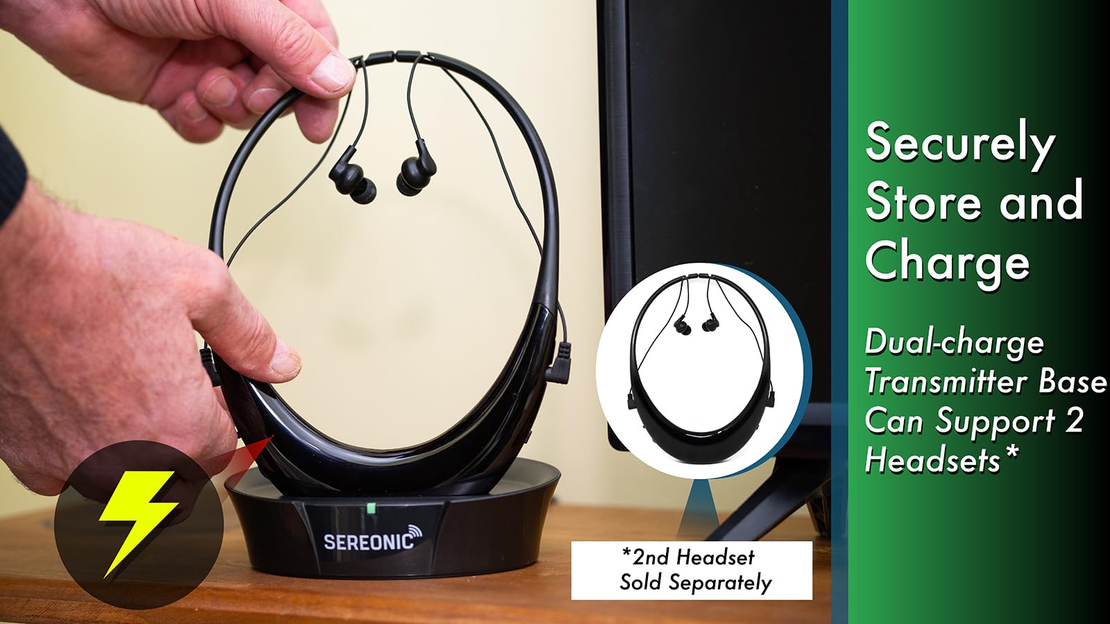 Wireless TV Headphones for Seniors - Comfortable Over-Ear TV Earbuds with Clear Audio & Smart RF Technology (100ft Range) - Perfect for Watching TV, Movies & Hearing Assistance at Home