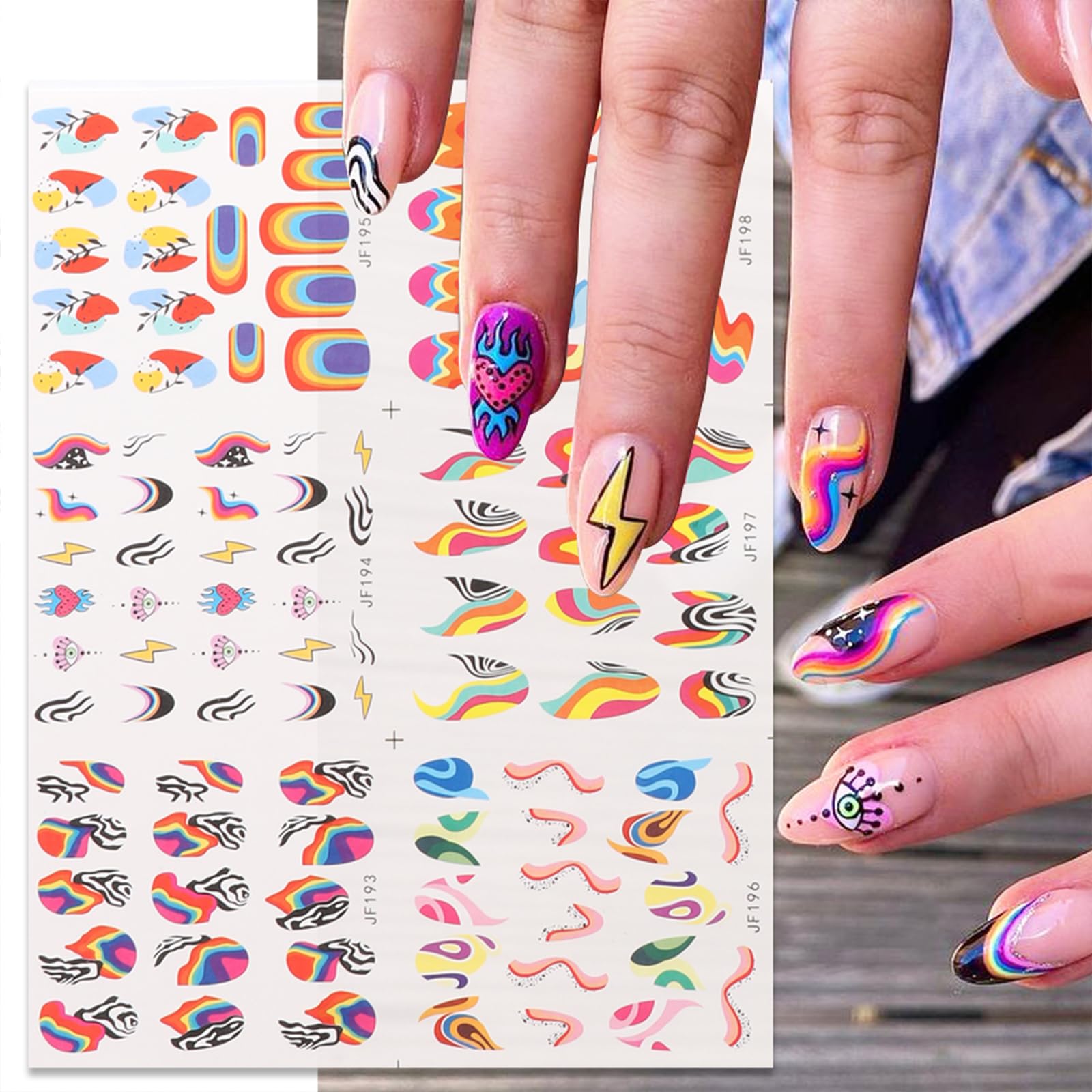 24 Sheets Summer Nail Art Stickers - Ocean Ripple & Marbled Design Water Transfer Nail Decals for DIY Nail Decor | Perfect for Beach Vacations, Pool Parties & Summer Manicures