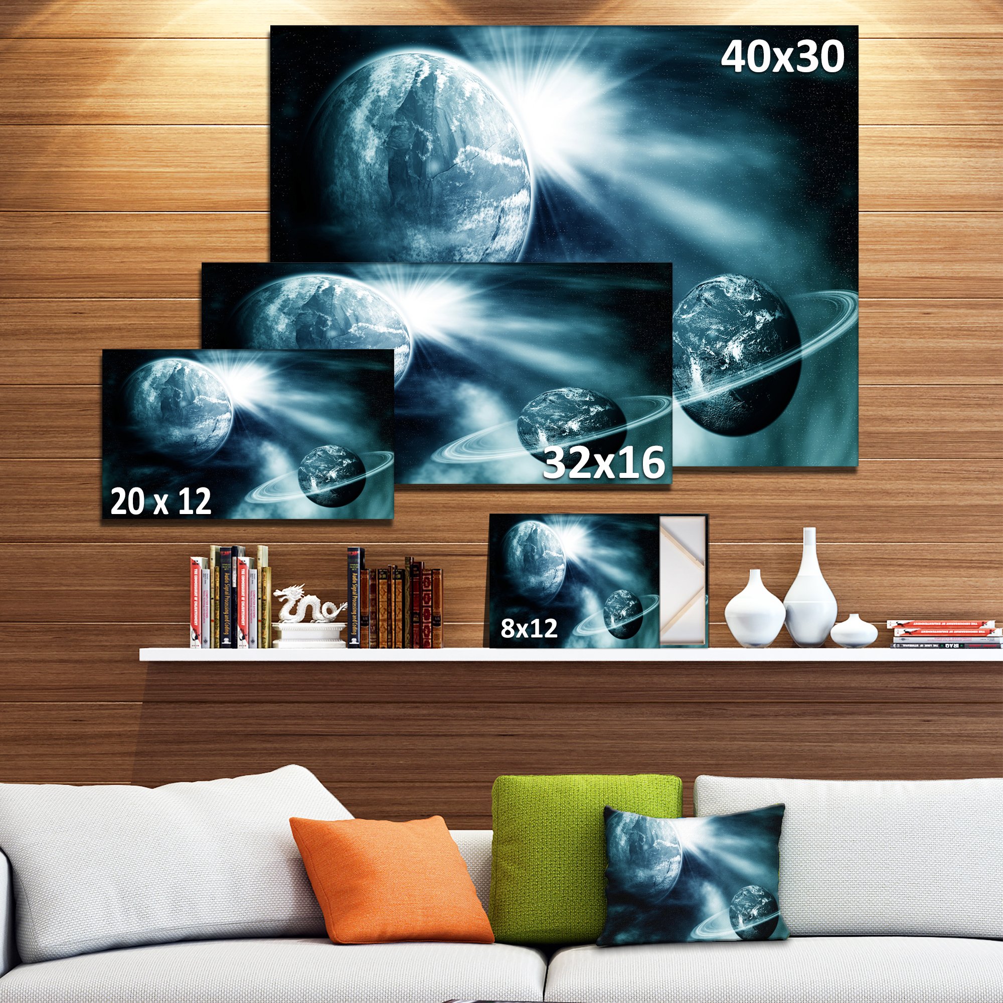Two Planets Space View Canvas Art Print - Stunning Galaxy Wall Decor for Living Room, Bedroom & Office