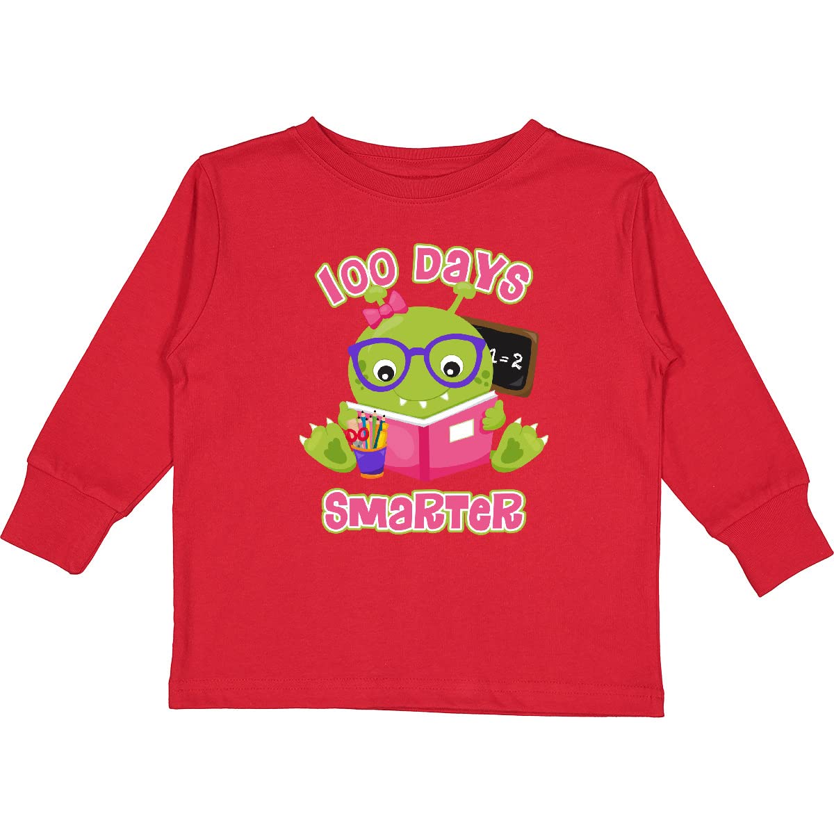 100 Days Girl Monster Toddler Long Sleeve T-Shirt - Cute Graphic Tee for Baby Girls - Perfect for School, Playdates & Family Photos