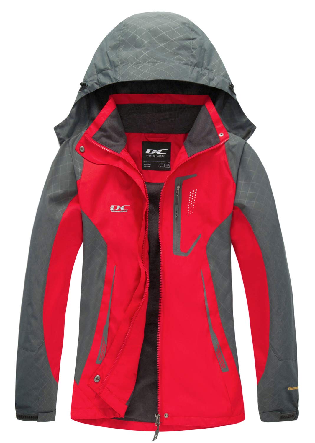 Women's Waterproof Rain Jacket with Hood - Lightweight Diamond Candy Outdoor Raincoat for Hiking, Travel & Everyday Wear