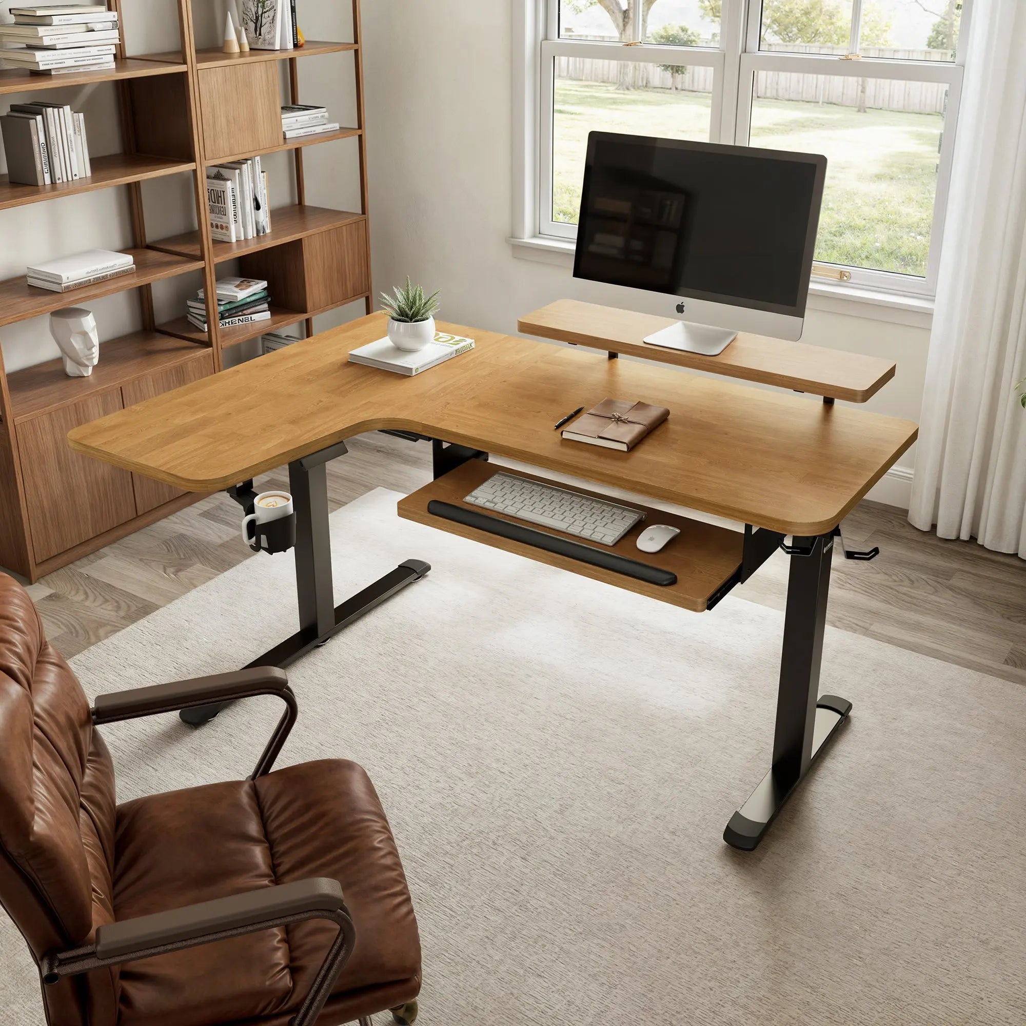 Ergonomic L-Shaped Standing Desk with Accessories Set (60x23 Inches) - Perfect for Home Office & Workspace Setup