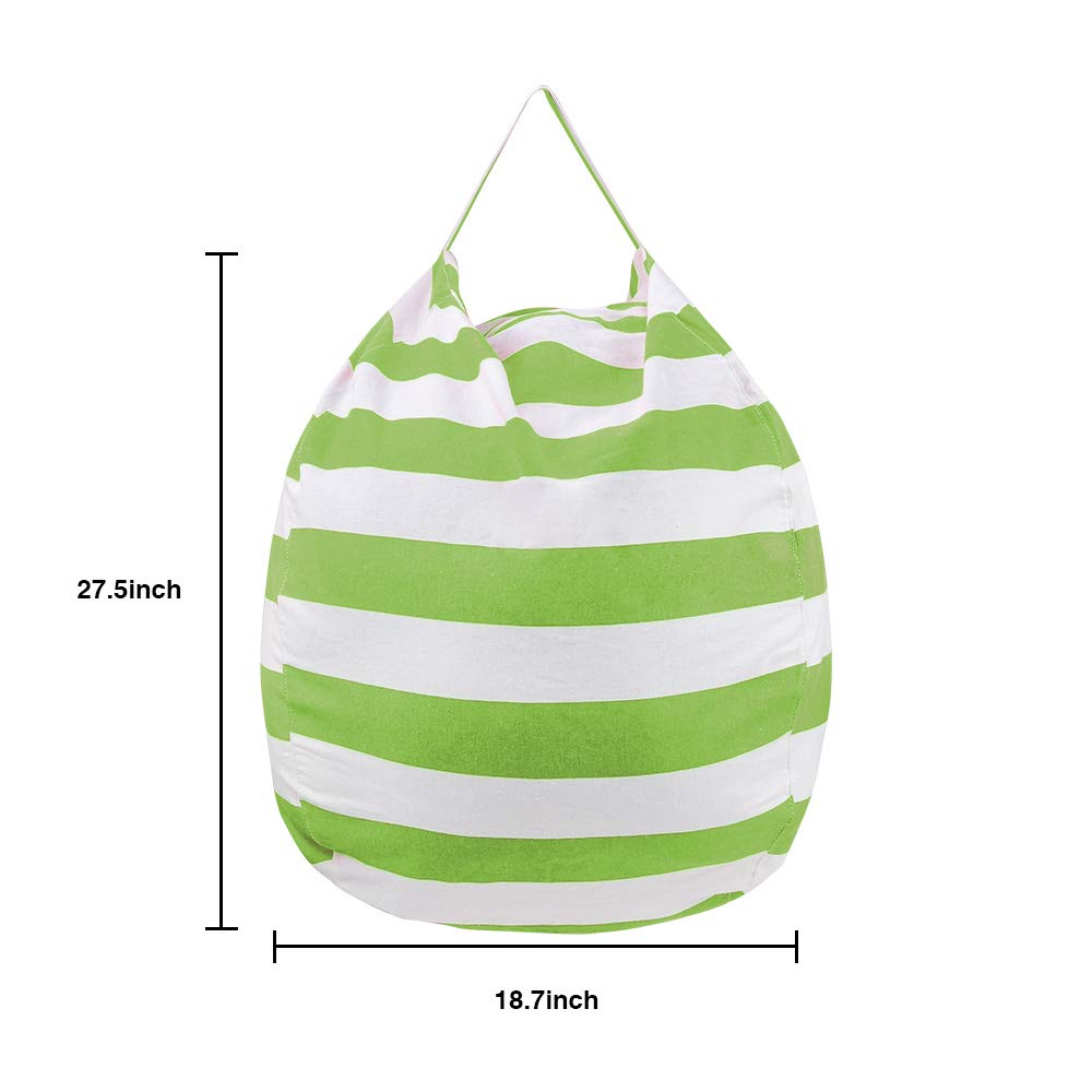 27 Inch Stuffed Animal Storage Bean Bag Chair Cover for Kids Room - Large Toy Organizer for Boys & Girls (3-9 Years) - Perfect for Playroom, Nursery & Birthday Gifts - Green
