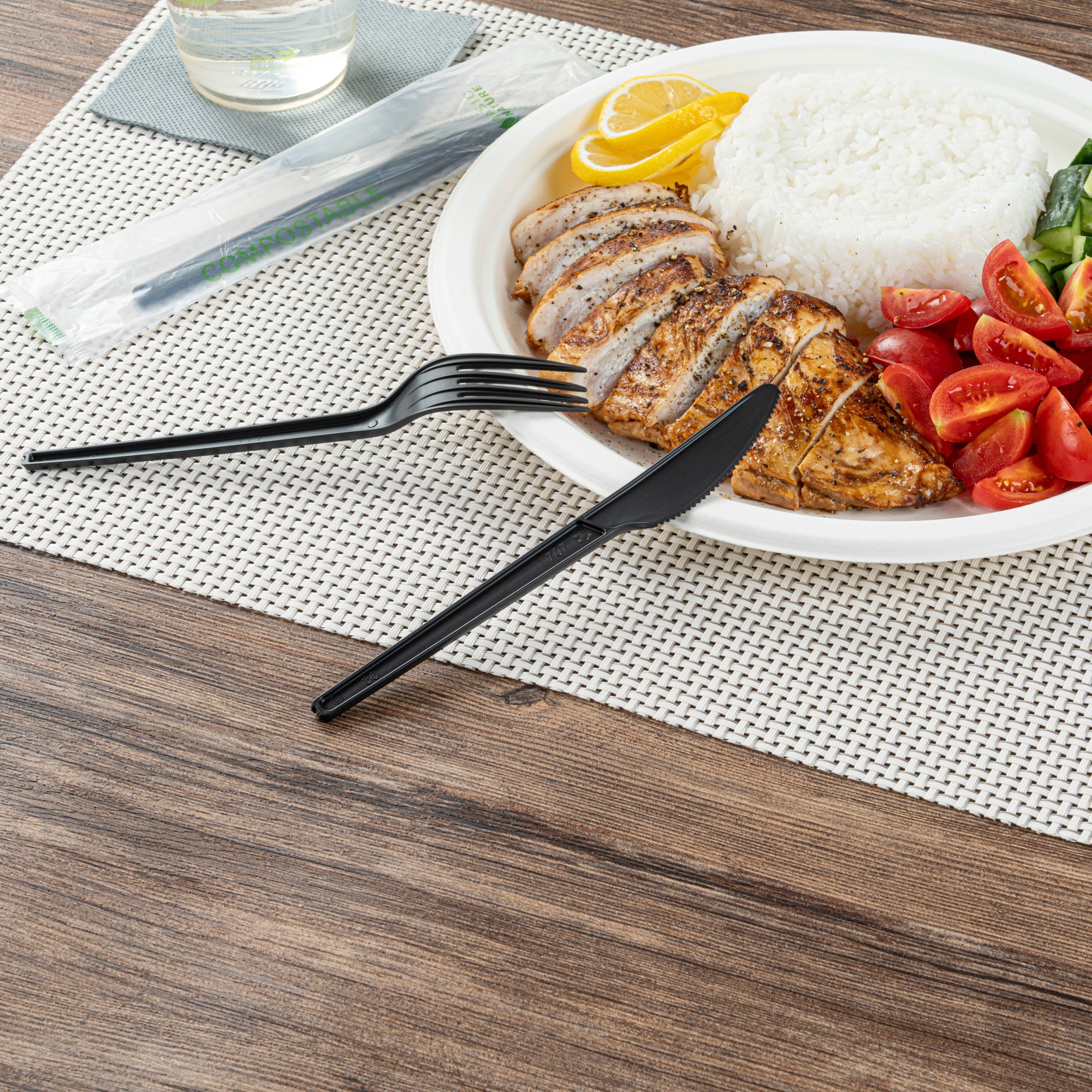 Eco-Friendly Black CPLA Plastic Knives - Compostable, Heat Resistant Cutlery (6.5