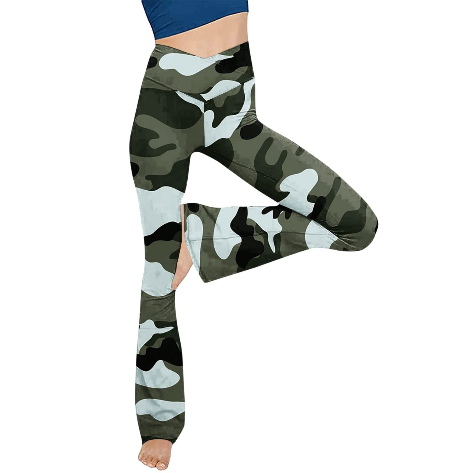 Kuluzego Women's High Waisted Tummy Control Leggings - Sheer Flare Leg Office Pants for Fall & Summer - Bodycon Stretch Work Leggings for Women | Perfect for Business Casual, Yoga & Everyday Wear