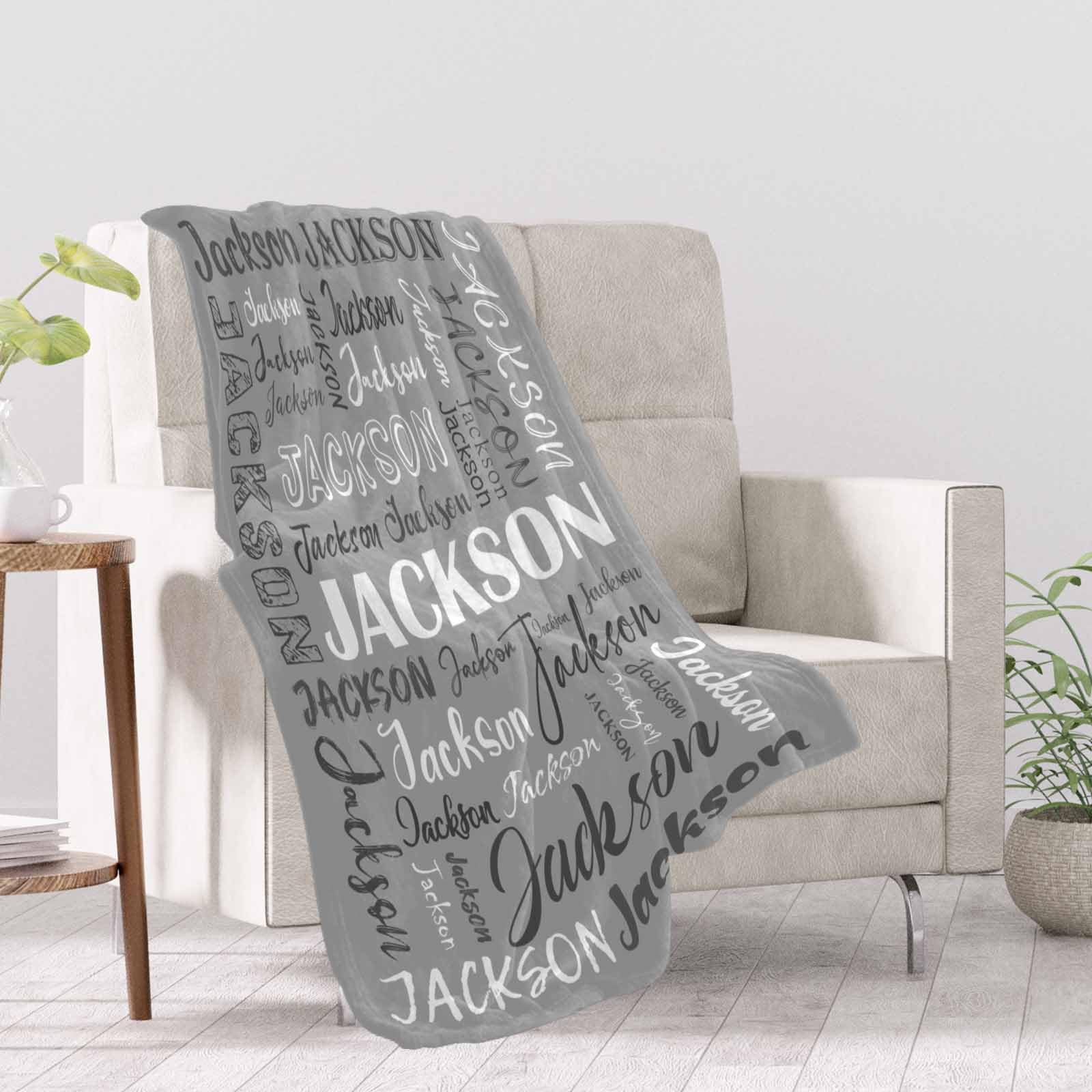 MyPupSocks Personalized Baby Blanket - Custom Name Blanket for Kids, Teens & Adults - Gray Throw Blanket for Birthday, Christmas Gifts - Perfect for Family, Friends & Cozy Home Decor