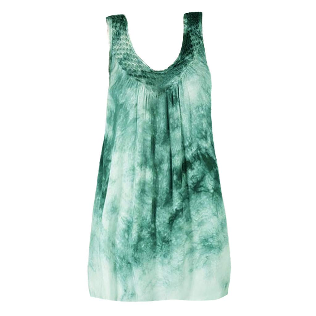 Jahrioiu Women's Lace Print Sleeveless Blouse - Plus Size Casual T-Shirt & Vest Top for Daily Wear | Perfect for Summer Outfits, Beach Vacations & Office Casual Fridays
