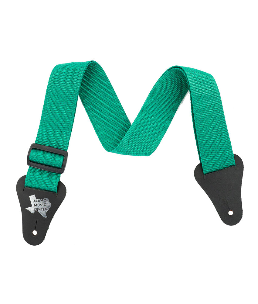 Alamo Music Center Nylon Guitar Strap - Adjustable Green Guitar Strap for Acoustic & Electric Guitars | Perfect for Performances, Practice & Studio Sessions