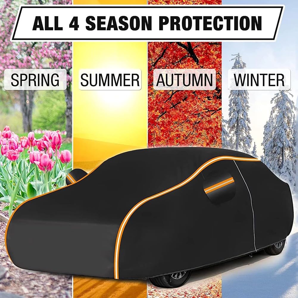 Waterproof Mazda 5 Minivan Car Cover 2005-2008 - UV Protection, Windproof Straps & Mirror Pockets - Thick All-Weather Protection (Black) - Ideal for Outdoor Parking, Winter Storage & Vehicle Protection