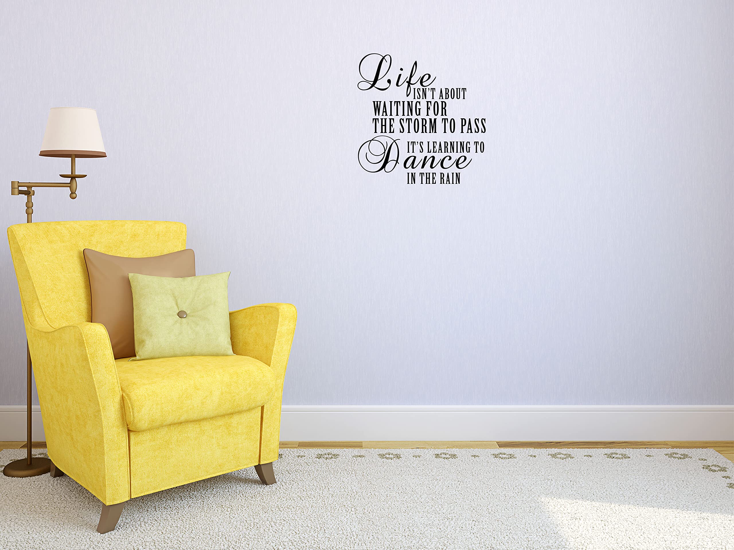 Inspirational Vinyl Wall Decal Quote - 'Life Isn't About Waiting For The Storm To Pass, It's Learning To Dance In The Rain' - Motivational Home & Office Decor - Perfect for Living Room, Bedroom or Nursery Wall Art